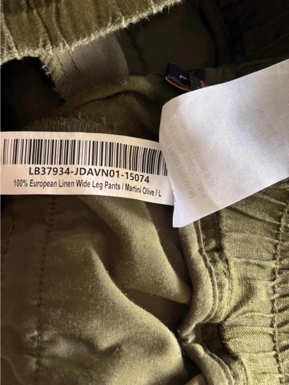 Quince 100% European Linen Wide Leg Pants Olive Green Drawstring Elastic Waist L - Picture 4 of 5